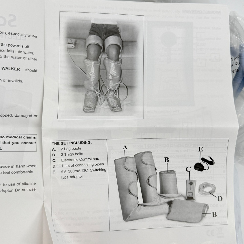 Soothing Walker Electronic Air Pressure Foot and Leg Massager Model 04 Gray NEW - Picture 10 of 15